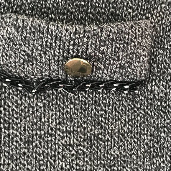 BCBG Cardigan hood women XS black/grey cotton chains pockets buttons Edgy Punk - Picture 5 of 11